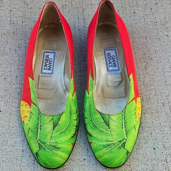 Gianni Versace Vintage Shoe Women Flat Multi Color Upper Made in Italy Size 35.5 - Picture 3 of 13